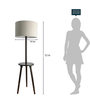 Aesthetic Beige Fabric Shade Shelf Floor Lamp With Wood Base