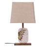 Pixee Beige Fabric Shade Night Lamp With Marble & Metal Base