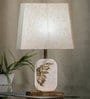 Pixee Beige Fabric Shade Night Lamp With Marble & Metal Base