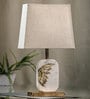 Pixee Beige Fabric Shade Night Lamp With Marble & Metal Base