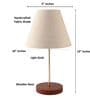 Beige Fabric Shade Table Lamp, Brown Wooden Base Bedside & Desk Light for Bedroom, Living Room & Home Decor