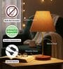 Beige Fabric Shade Table Lamp, Brown Wooden Base Bedside & Desk Light for Bedroom, Living Room & Home Decor