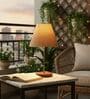 Beige Fabric Shade Table Lamp, Brown Wooden Base Bedside & Desk Light for Bedroom, Living Room & Home Decor