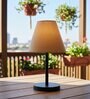 Beige Fabric Shade Table Lamp, Minimalist Bedside Lamp with Metal Base for Bedroom, Living Room & Study