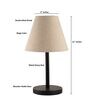 Beige Fabric Shade Table Lamp, Minimalist Bedside Lamp with Metal Base for Bedroom, Living Room & Study