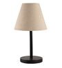 Beige Fabric Shade Table Lamp, Minimalist Bedside Lamp with Metal Base for Bedroom, Living Room & Study