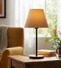Beige Fabric Shade Table Lamp, Modern Bedside & Desk Lamp with Metal Base for Bedroom, Living Room & Home Decor