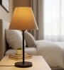 Beige Fabric Shade Table Lamp, Modern Bedside & Desk Lamp with Metal Base for Bedroom, Living Room & Home Decor