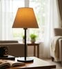 Beige Fabric Shade Table Lamp, Modern Bedside & Desk Lamp with Metal Base for Bedroom, Living Room & Home Decor