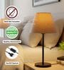 Beige Fabric Shade Table Lamp, Modern Bedside & Desk Lamp with Metal Base for Bedroom, Living Room & Home Decor