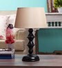 Beige Fabric Shade Table Lamp with Black Base