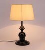 Beige Fabric Shade Table Lamp with Black Base