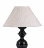 Beige Fabric Shade Table Lamp with Black Base
