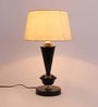 Beige Fabric Shade Table Lamp with Black Base