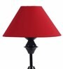 Red Fabric Shade Table Lamp with Black Base