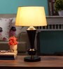 Beige Fabric Shade Table Lamp with Black Base