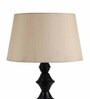 Beige Fabric Shade Table Lamp with Black Base