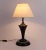 Beige Fabric Shade Table Lamp with Black Base