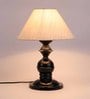 Beige Fabric Shade Table Lamp with Black Base