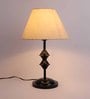 Beige Fabric Shade Table Lamp with Black Base