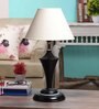 Beige Fabric Shade Table Lamp with Black Base