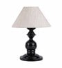Beige Fabric Shade Table Lamp with Black Base