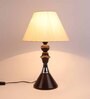Beige Fabric Shade Table Lamp With Black Base