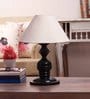 Beige Fabric Shade Table Lamp with Black Base