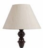 Beige Fabric Shade Table Lamp With Black Base