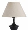 Beige Fabric Shade Table Lamp with Black Base