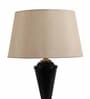 Beige Fabric Shade Table Lamp with Black Base