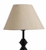 Beige Fabric Shade Table Lamp with Black Base