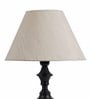 Beige Fabric Shade Table Lamp With Black Base