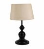 Beige Fabric Shade Table Lamp with Black Base
