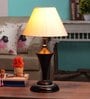Beige Fabric Shade Table Lamp with Black Base