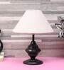 Beige Fabric Shade Table Lamp With Black Base