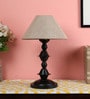 Beige Fabric Shade Table Lamp with Black Base