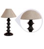 Beige Fabric Shade Table Lamp with Black Base