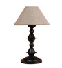 Beige Fabric Shade Table Lamp with Black Base