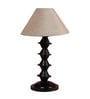 Beige Fabric Shade Table Lamp with Black Base