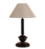 Beige Fabric Shade Table Lamp with Black Base