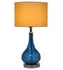 Beige Fabric Shade Table Lamp With Blue Base