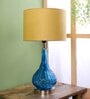 Beige Fabric Shade Table Lamp With Blue Base