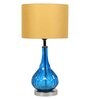 Beige Fabric Shade Table Lamp With Blue Base