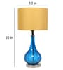 Beige Fabric Shade Table Lamp With Blue Base