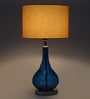 Beige Fabric Shade Table Lamp With Blue Base