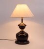 Beige Fabric Shade Table Lamp with Brown Base
