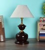 Beige Fabric Shade Table Lamp with Brown Base