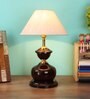 Beige Fabric Shade Table Lamp with Brown Base