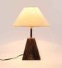 Beige Fabric Shade Table Lamp With Brown Base
